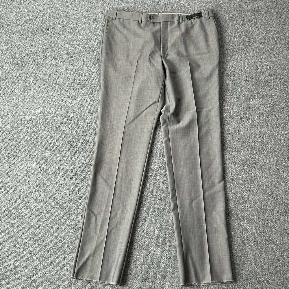 Riviera by‎ Jack Victor Pants Men 40 Kobe Grey Kid Mohair Wool Blend Unhemmed